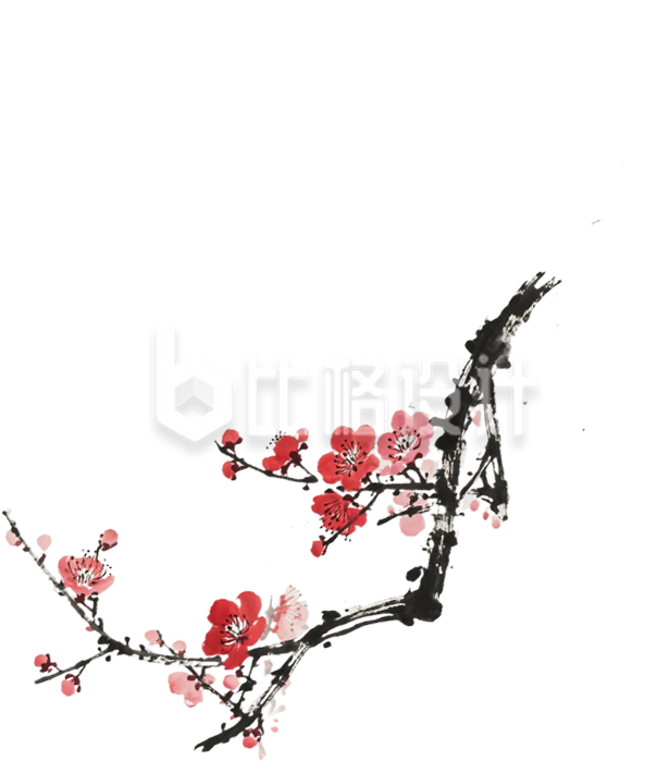 手绘水墨风腊梅树枝
