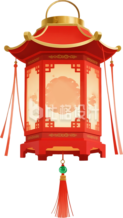 灯笼红色喜庆手绘