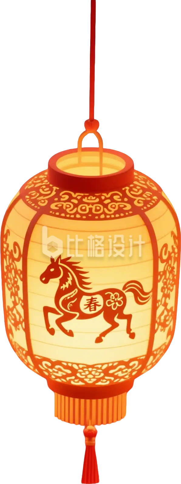 剪纸风马年灯笼