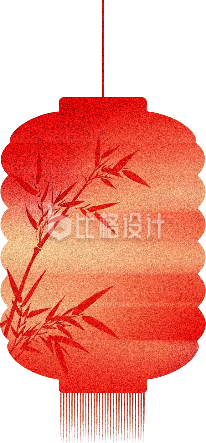 红黄渐变简约竹叶灯笼