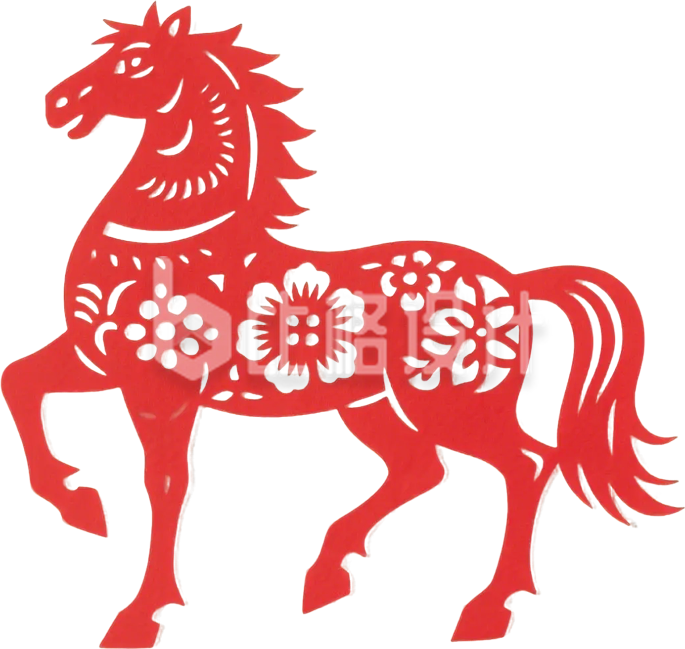剪纸风镂空马
