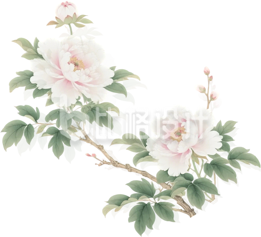 淡雅中国风牡丹