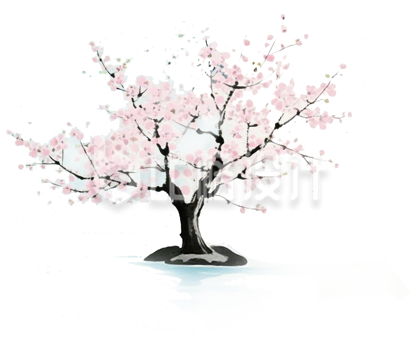 水墨花树