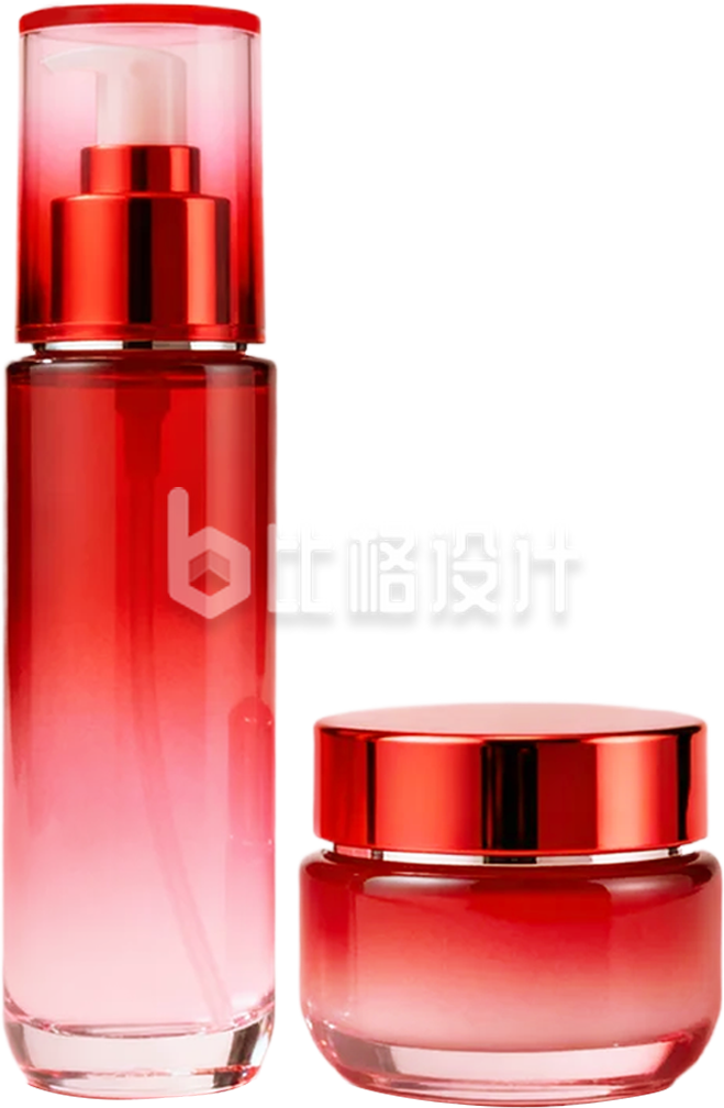 红粉渐变美妆用品