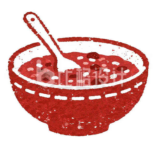 红色手绘腊八粥插画