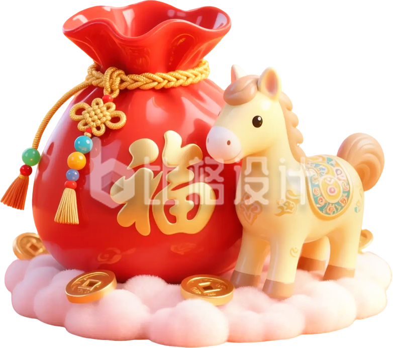 钱袋小马喜庆3D