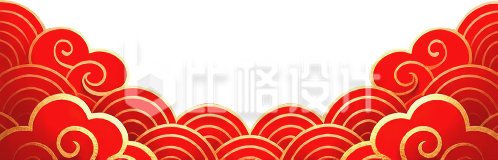 红色喜庆祥云手绘