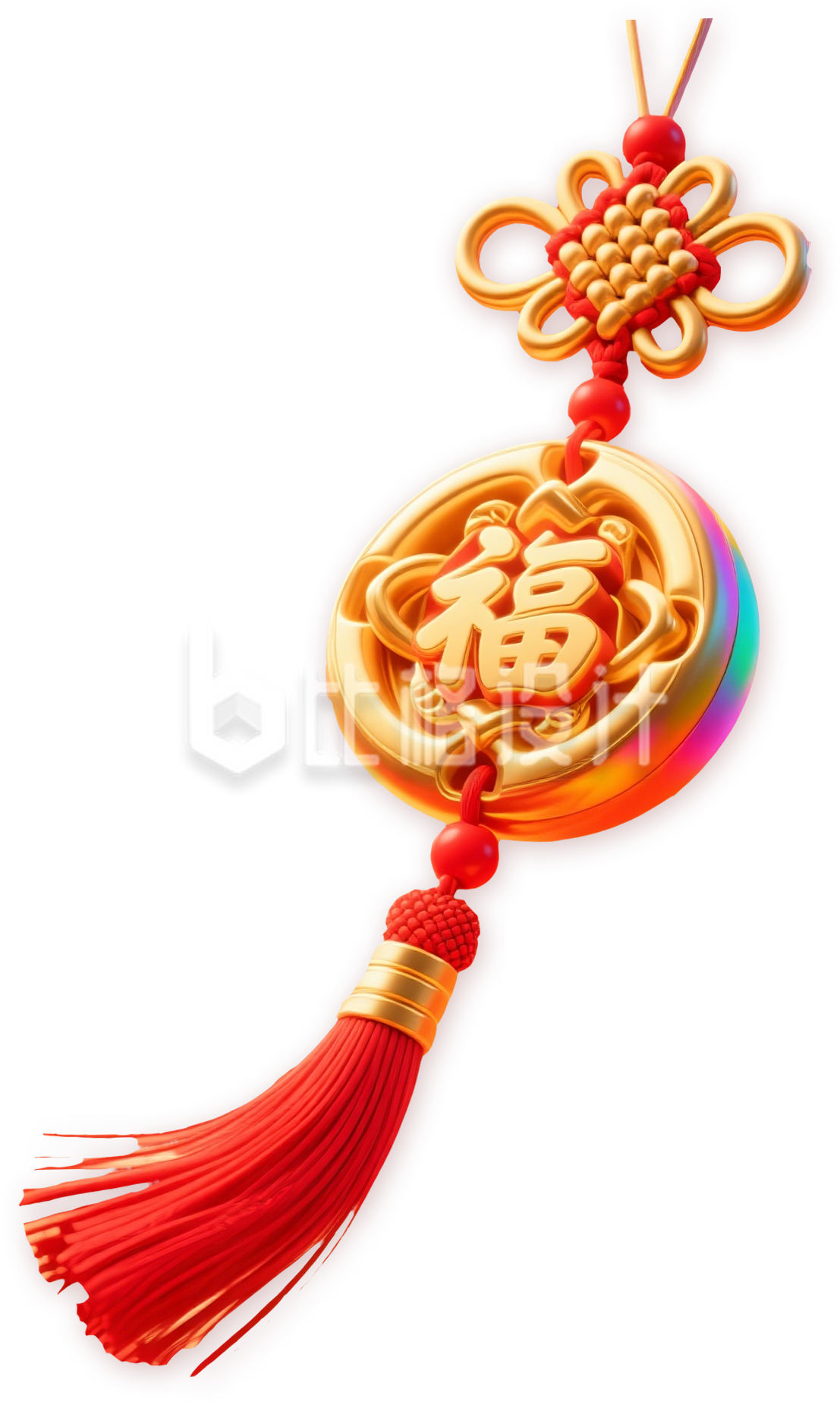 红金色3D中国结