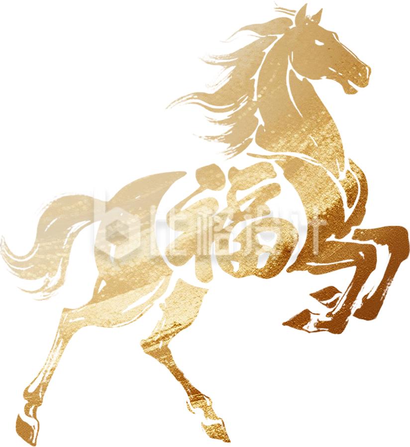 金色福字马