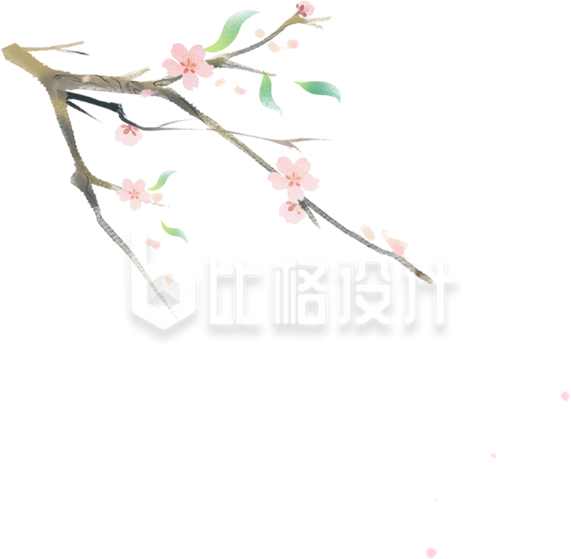 桃花植物手绘