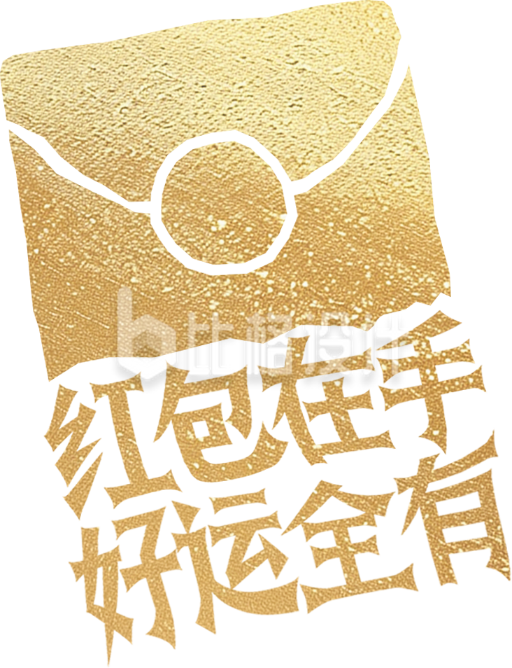 金色红包艺术字手绘