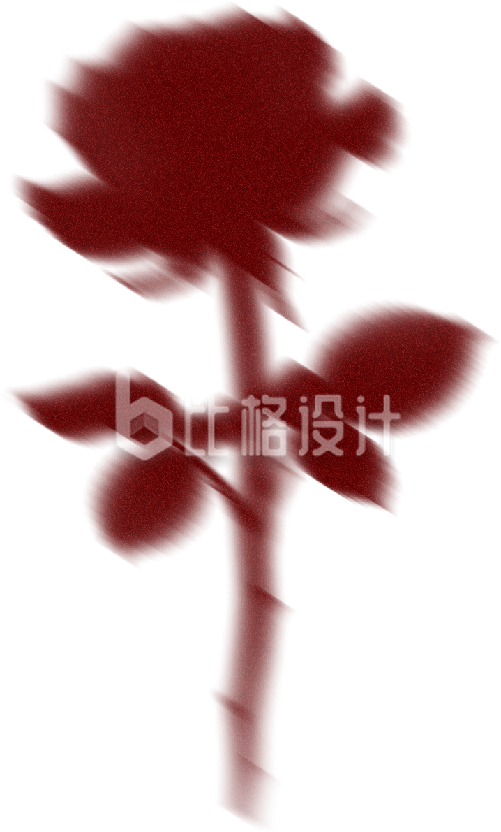 手绘红色玫瑰剪影