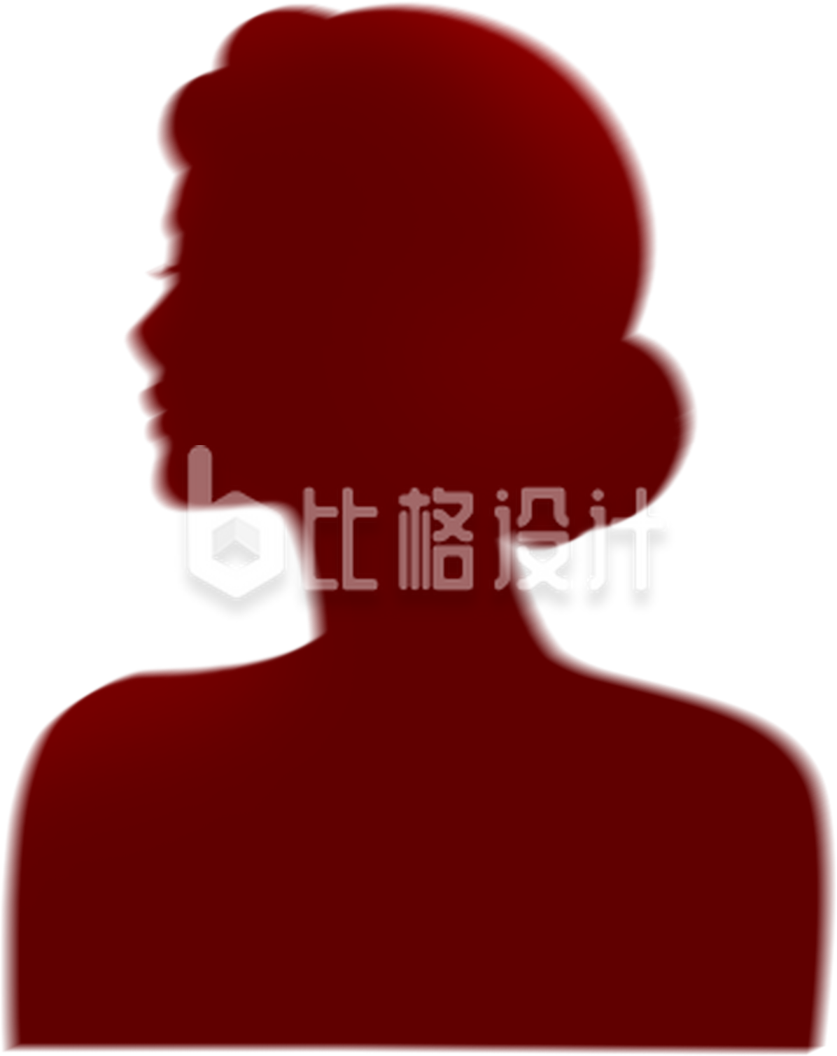 手绘红色女性剪影