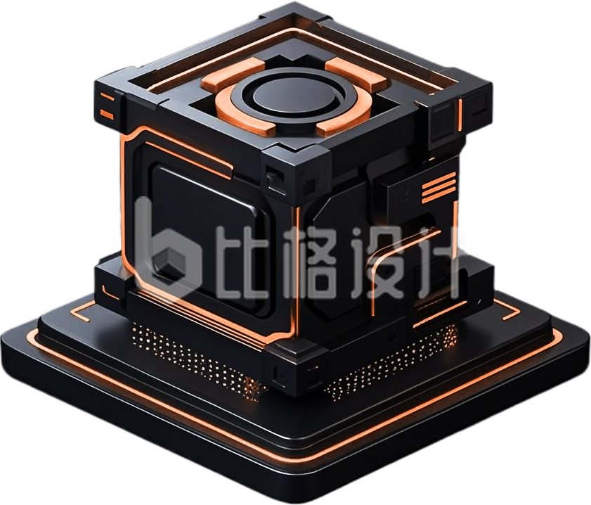 3D黑金人工智能图标