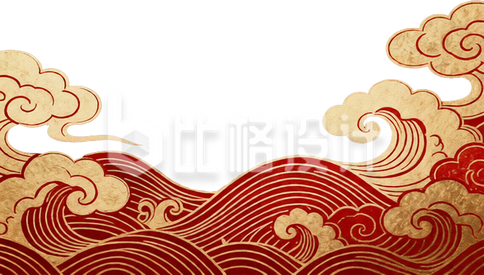 红色祥云手绘插画