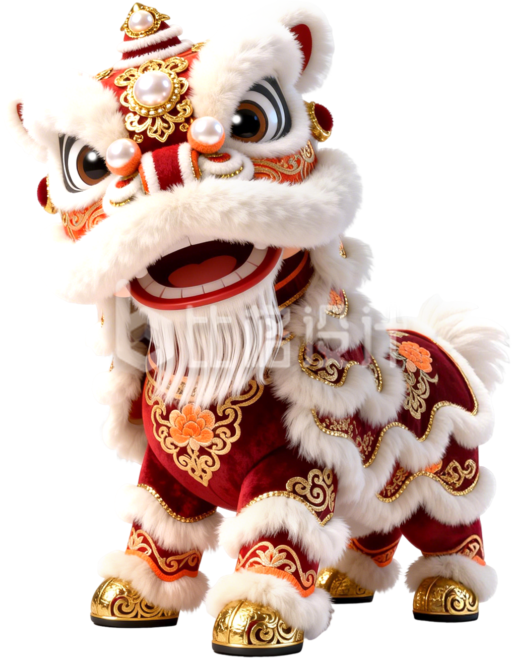 实景喜庆舞狮免抠图片