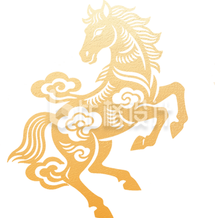 马剪纸金色手绘