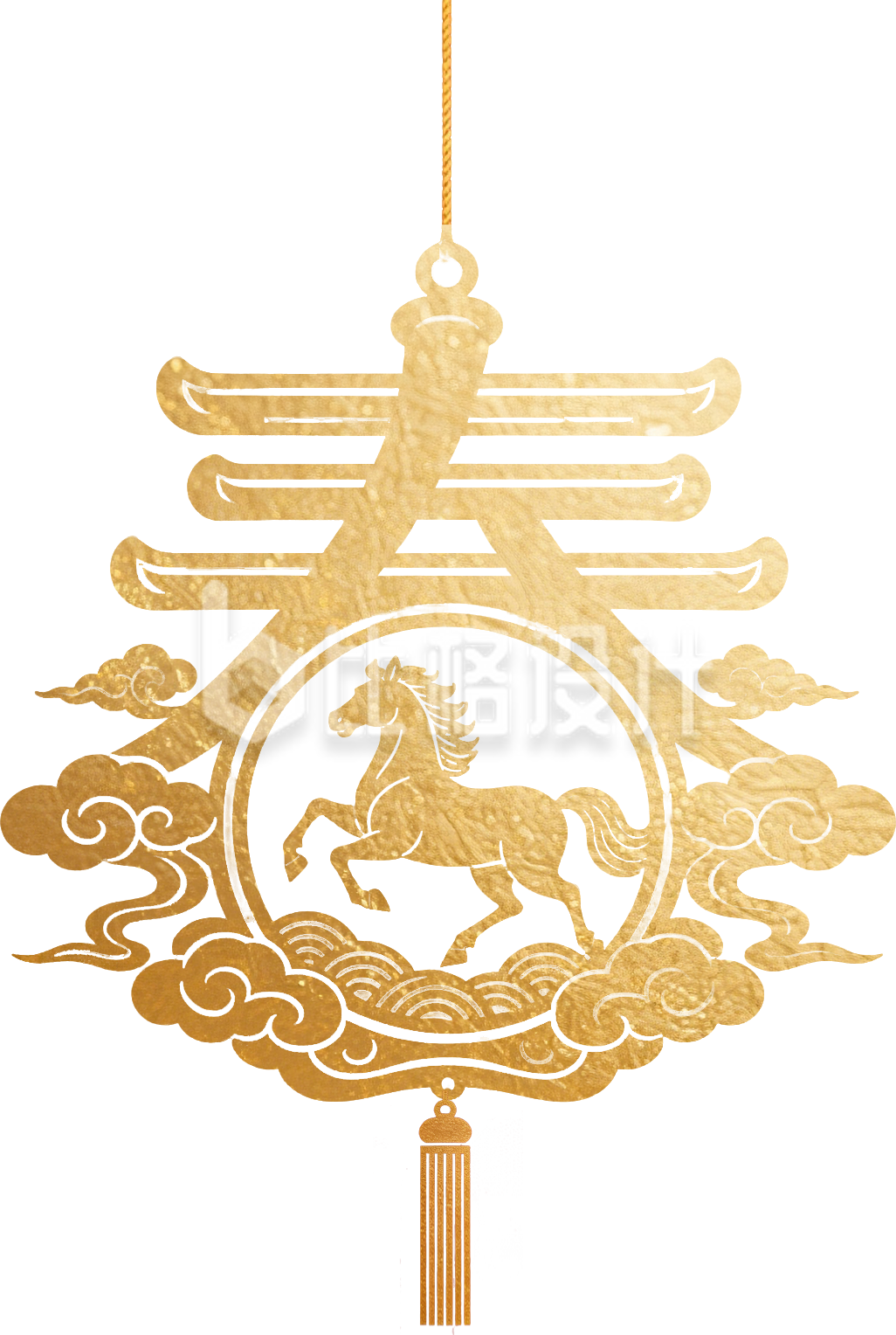 剪纸风春字马祥云