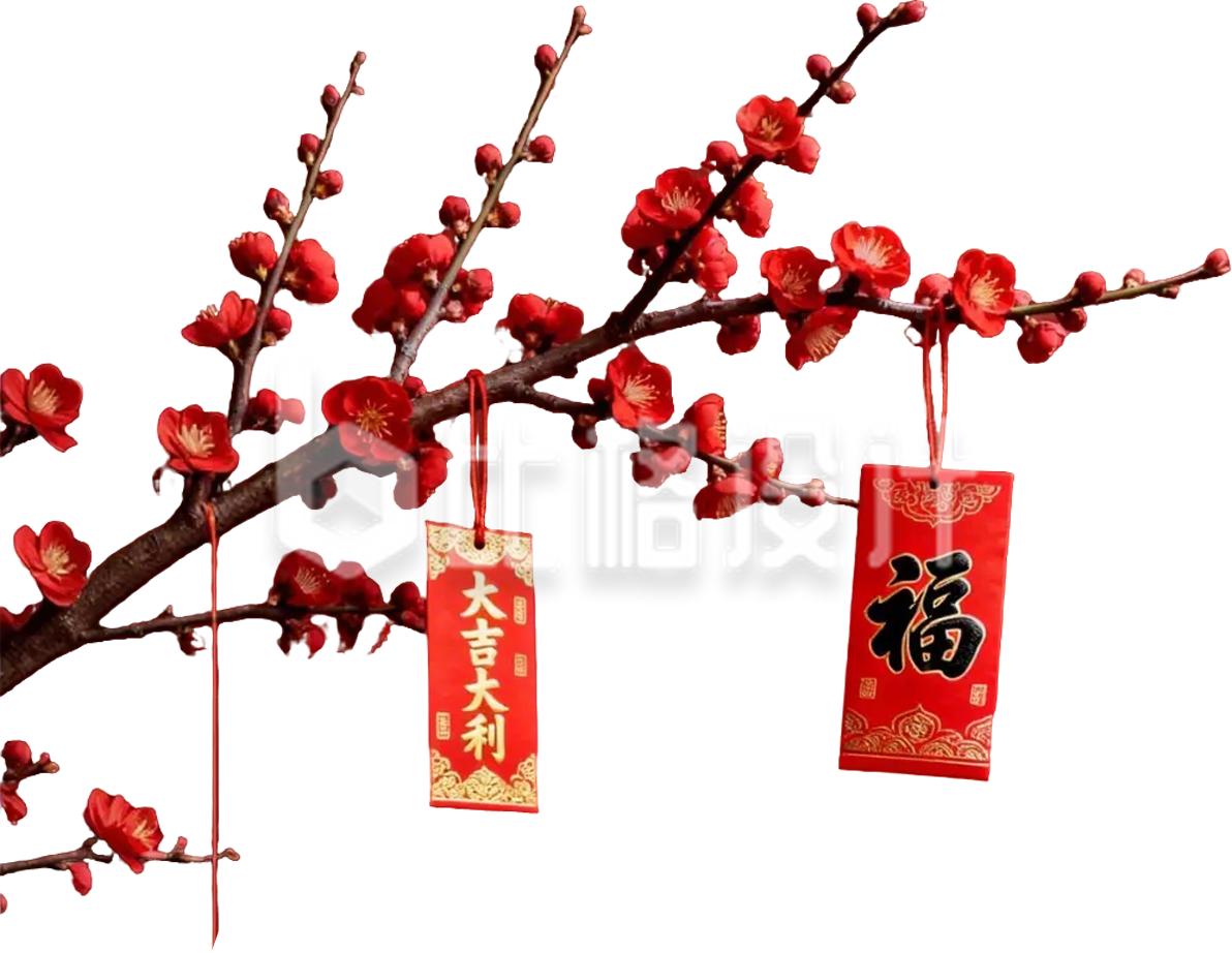 红梅红包福字