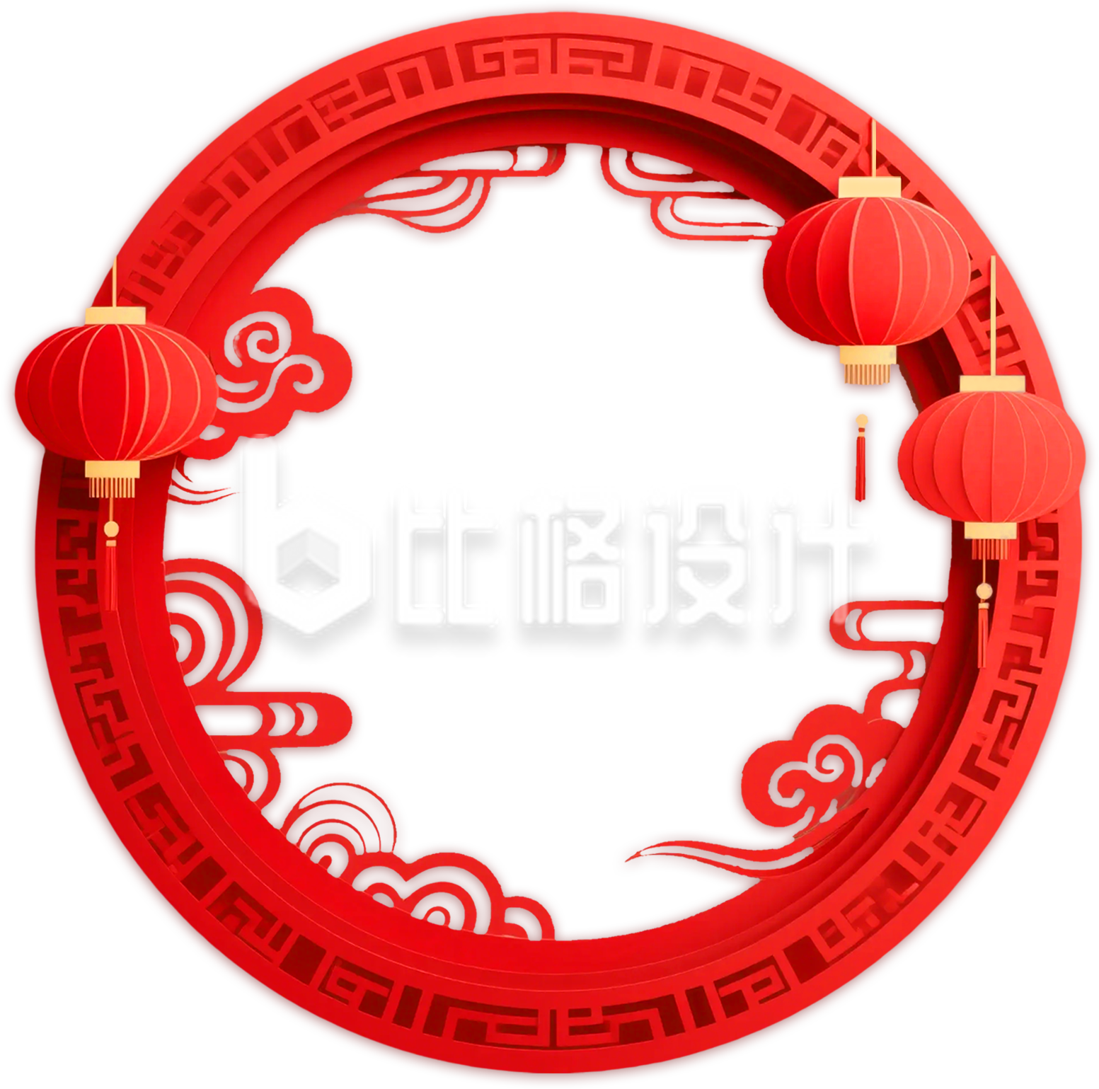 剪纸风灯笼祥云