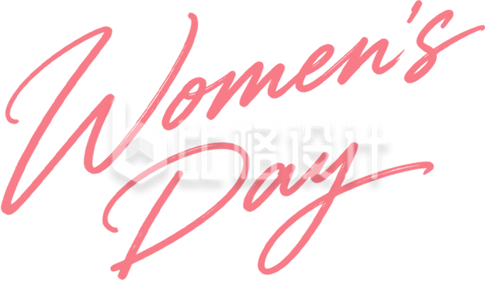 粉色妇女节英文手绘