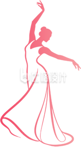 一个人物线条粉色手绘