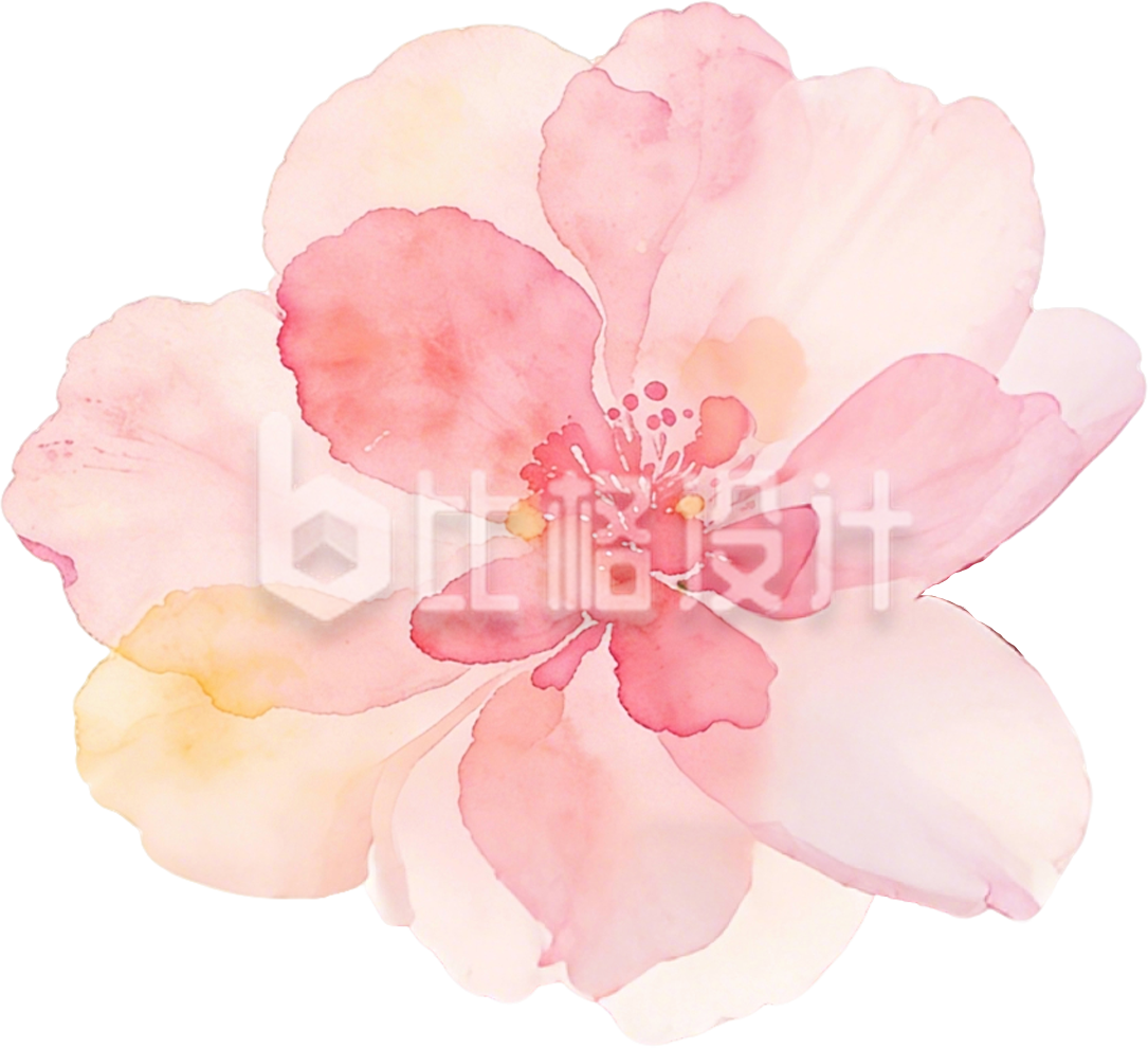 一只粉色花手绘