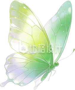 一只绿色渐变蝴蝶手绘