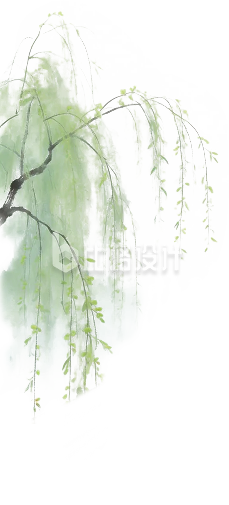 手绘绿色柳条