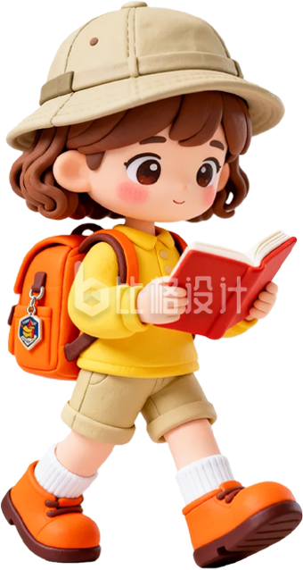 3D小女孩看书