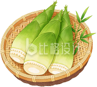 竹笋篮子美食蔬菜手绘