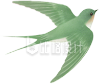 绿色燕子手绘水彩