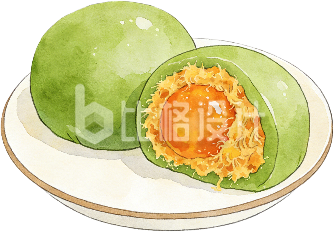 青团美食绿色手绘