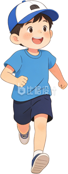 手绘蓝衣服男孩