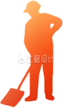 劳动者人物剪影手绘