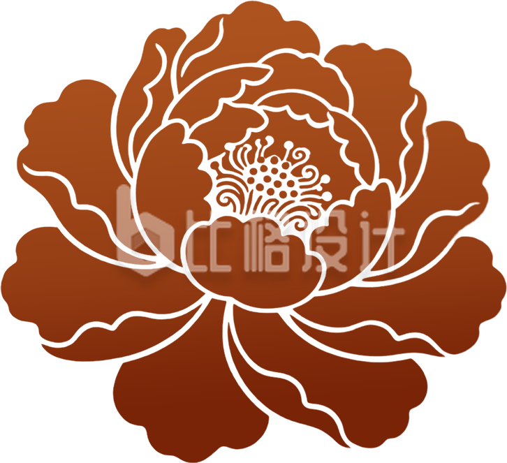 手绘鲜花剪影