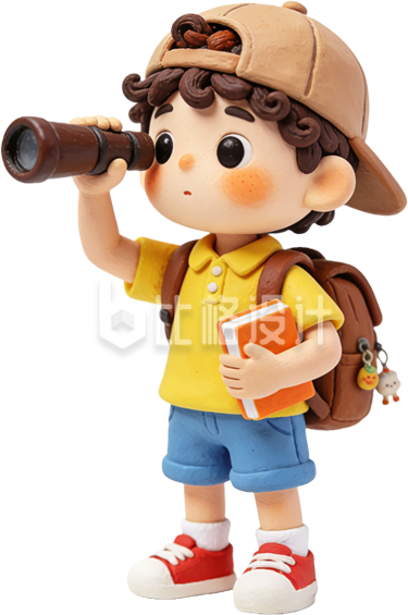3D黄色粘土风小男孩