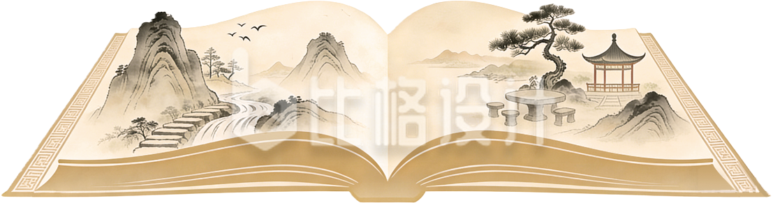 手绘翻开的书