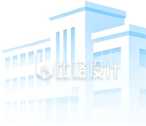 蓝色建筑扁平手绘