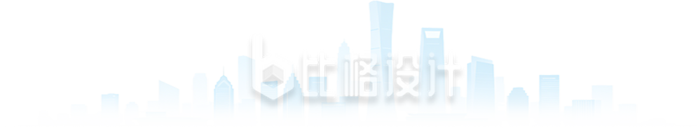 蓝色渐变建筑手绘