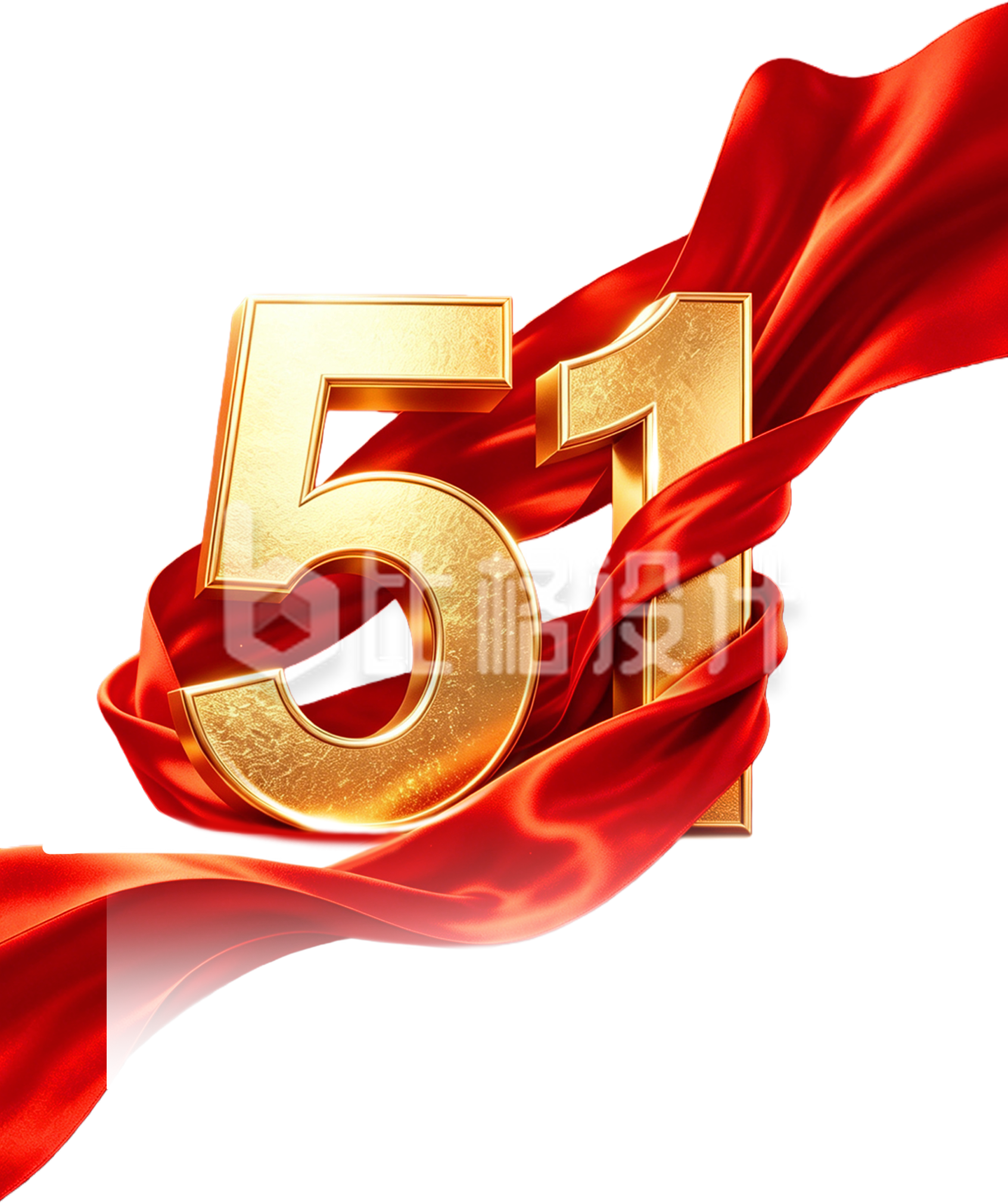 劳动节数字51红绸