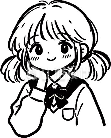 女孩学生可爱线条插画