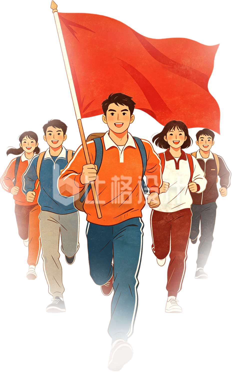 青年跑步手绘插画