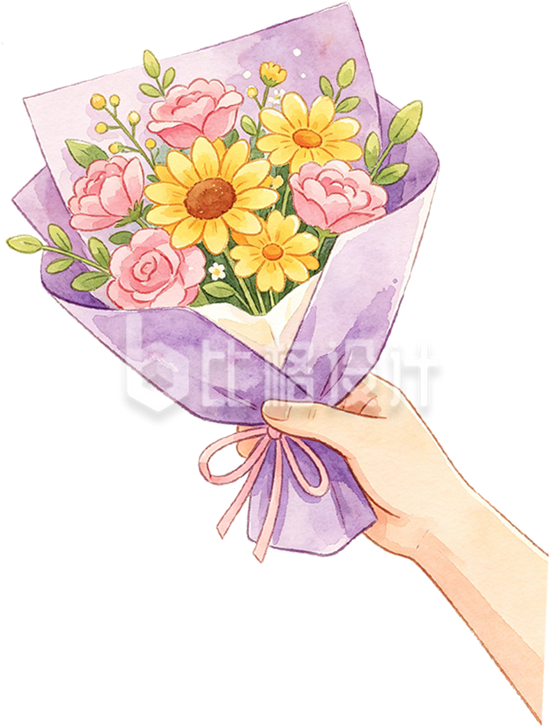花束水彩插画