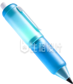 笔蓝色渐变3D