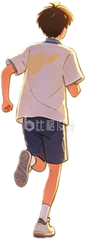 手绘男生跑步