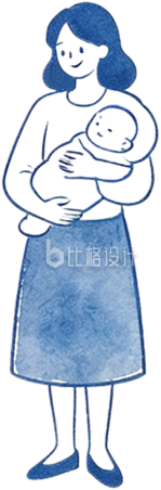 手绘母亲抱着婴儿