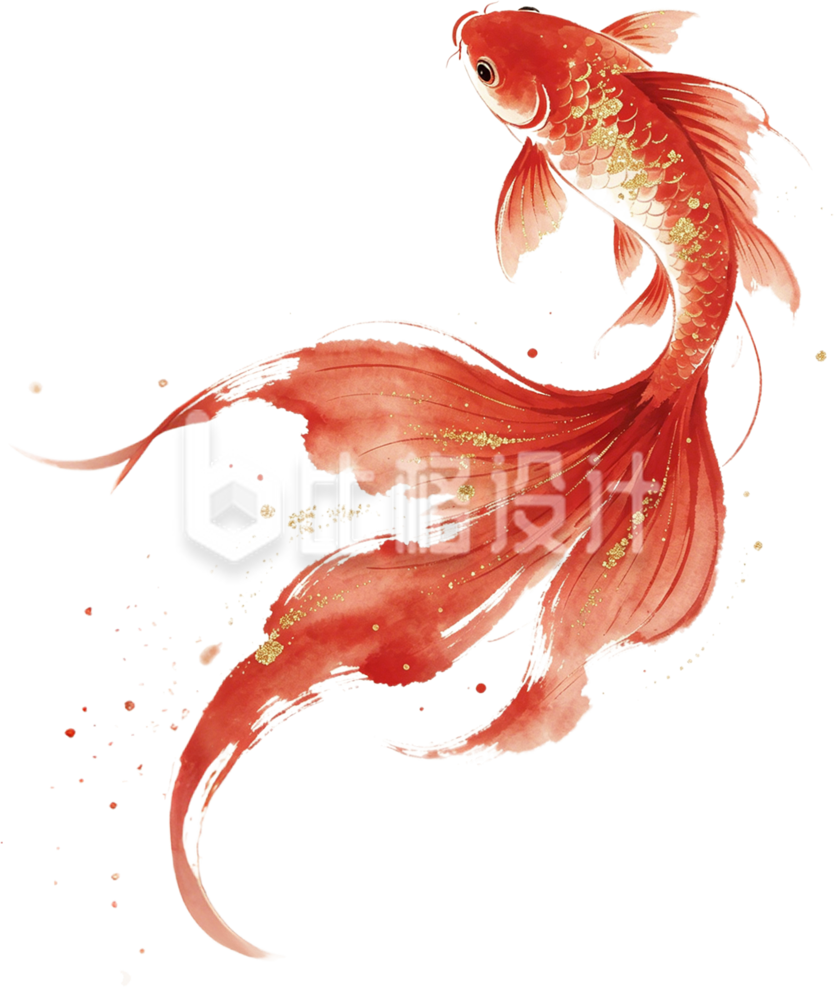 水墨锦鲤