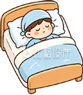 蓝色睡觉儿童休息手绘