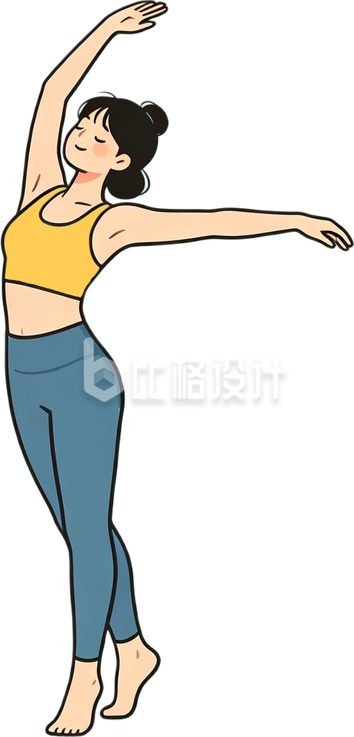 手绘女孩运动